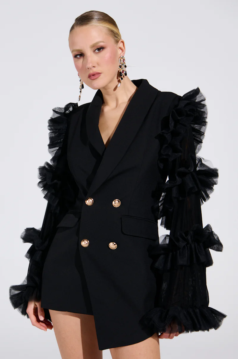 LIVING OVER THE TOP RUFFLE SLEEVE BLAZER MINI DRESS - Image 2