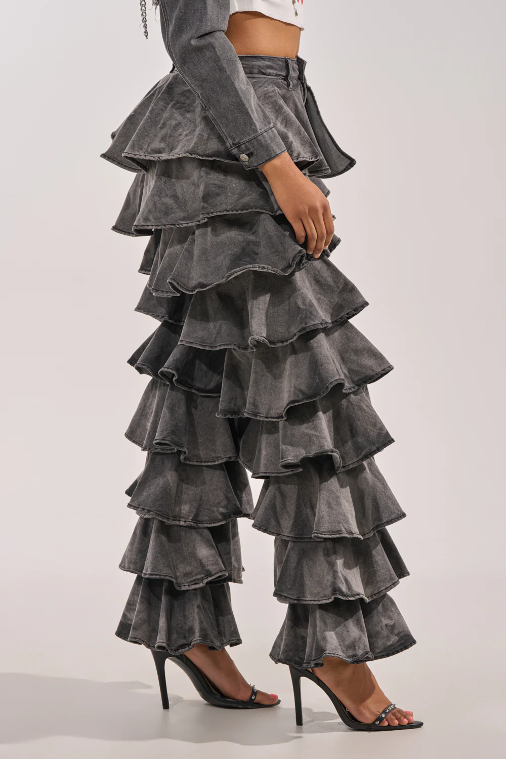 LOOK THIS WAY RUFFLE DENIM PANT - Image 3