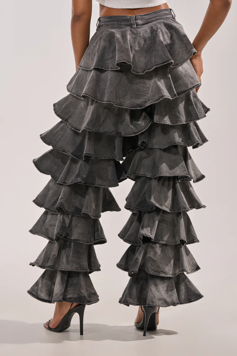 LOOK THIS WAY RUFFLE DENIM PANT - Image 4