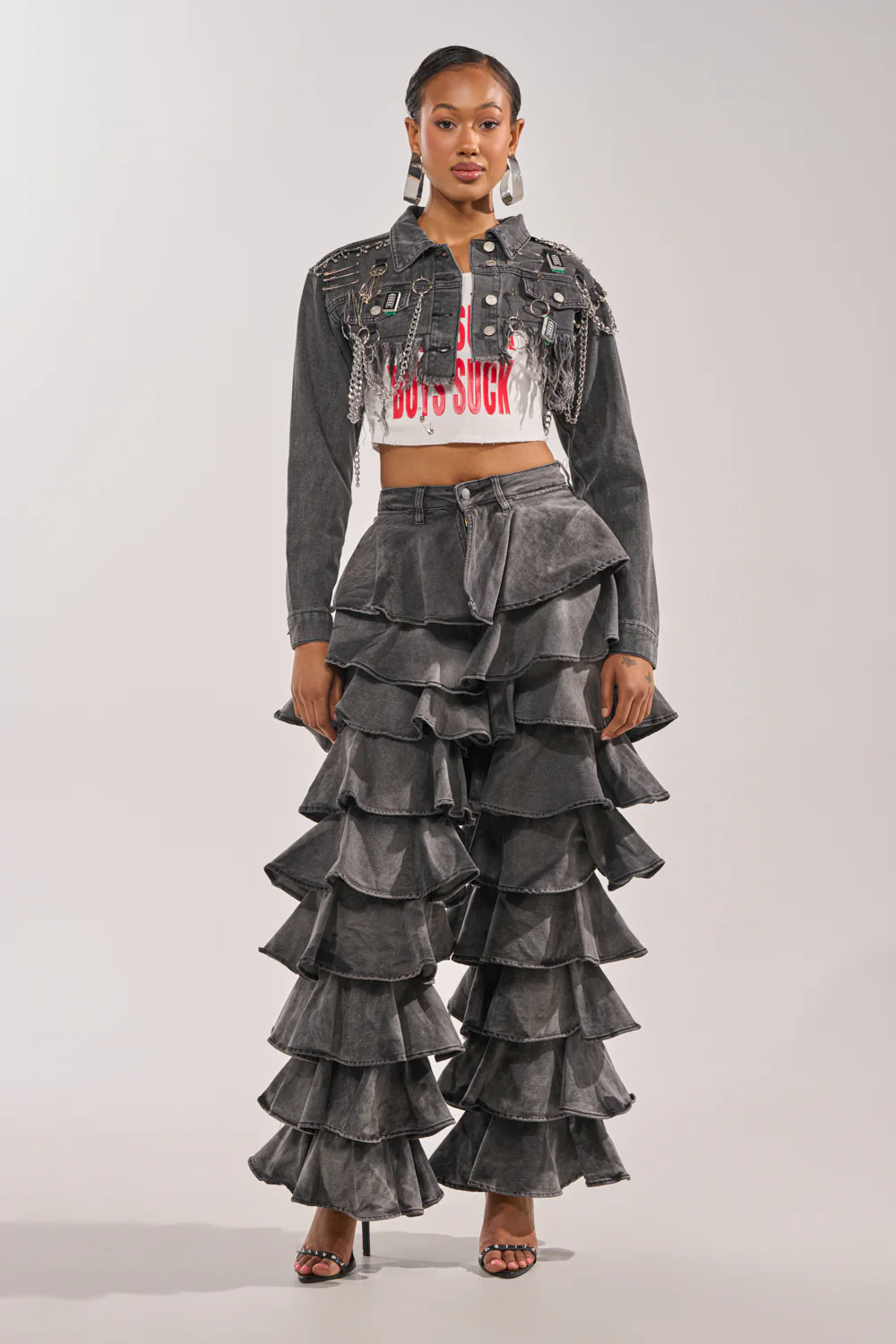 LOOK THIS WAY RUFFLE DENIM PANT - Image 5