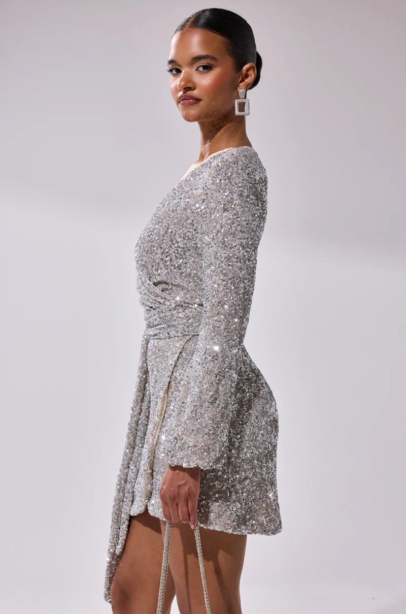 LORETTA SEQUIN WRAP MINI DRESS - Image 3