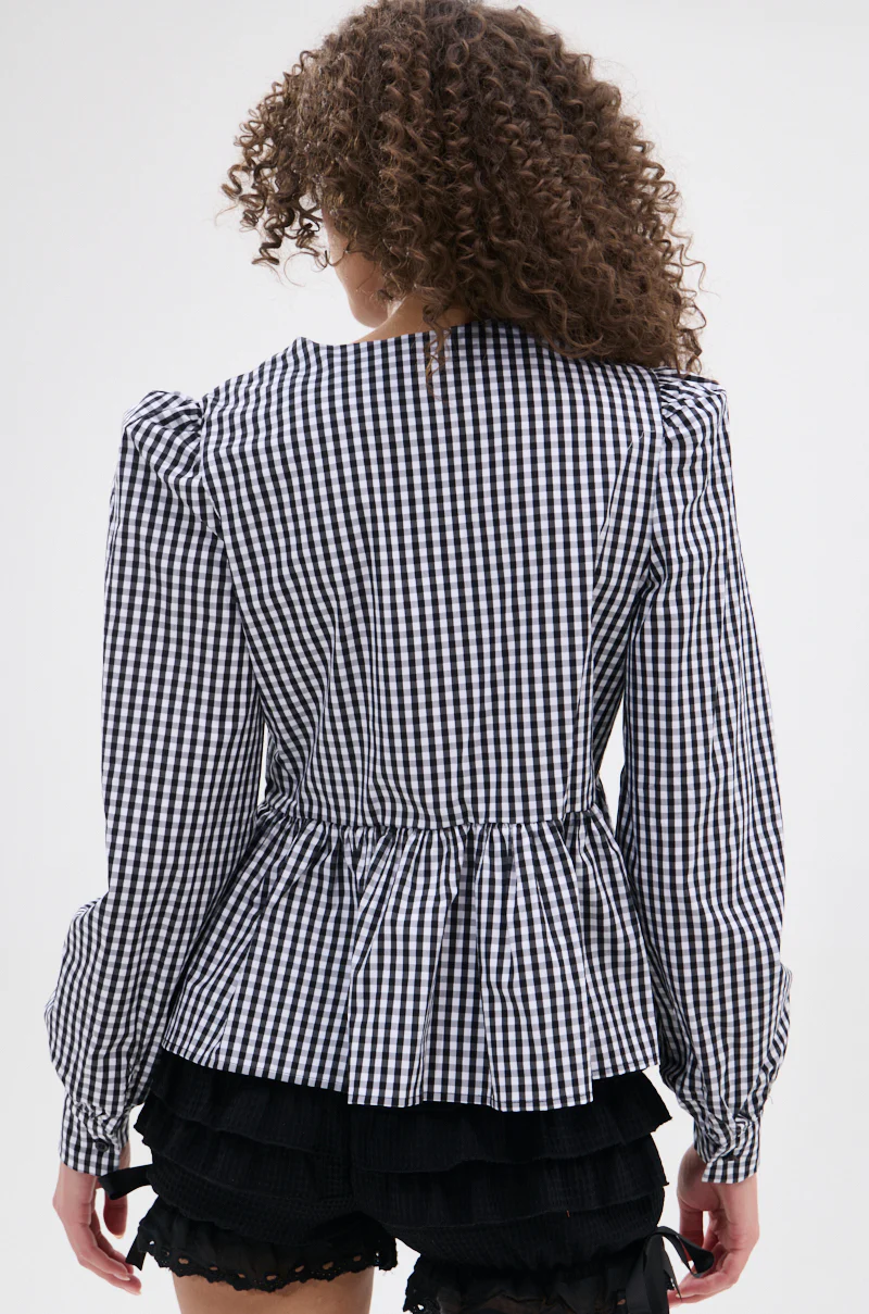 LOTS OF LOVE TO GIVE GINGHAM TIE FRONT BLOUSE - Image 7