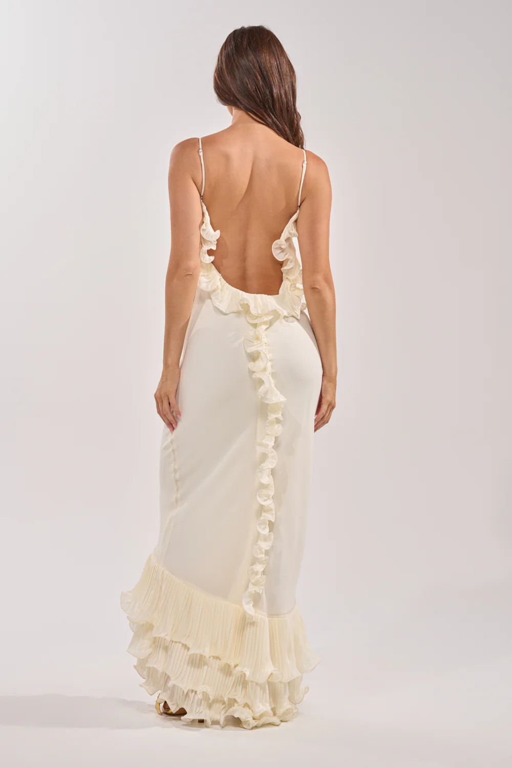 LOVE ME OR LOSE ME RUFFLE MAXI DRESS IN IVORY - Image 4