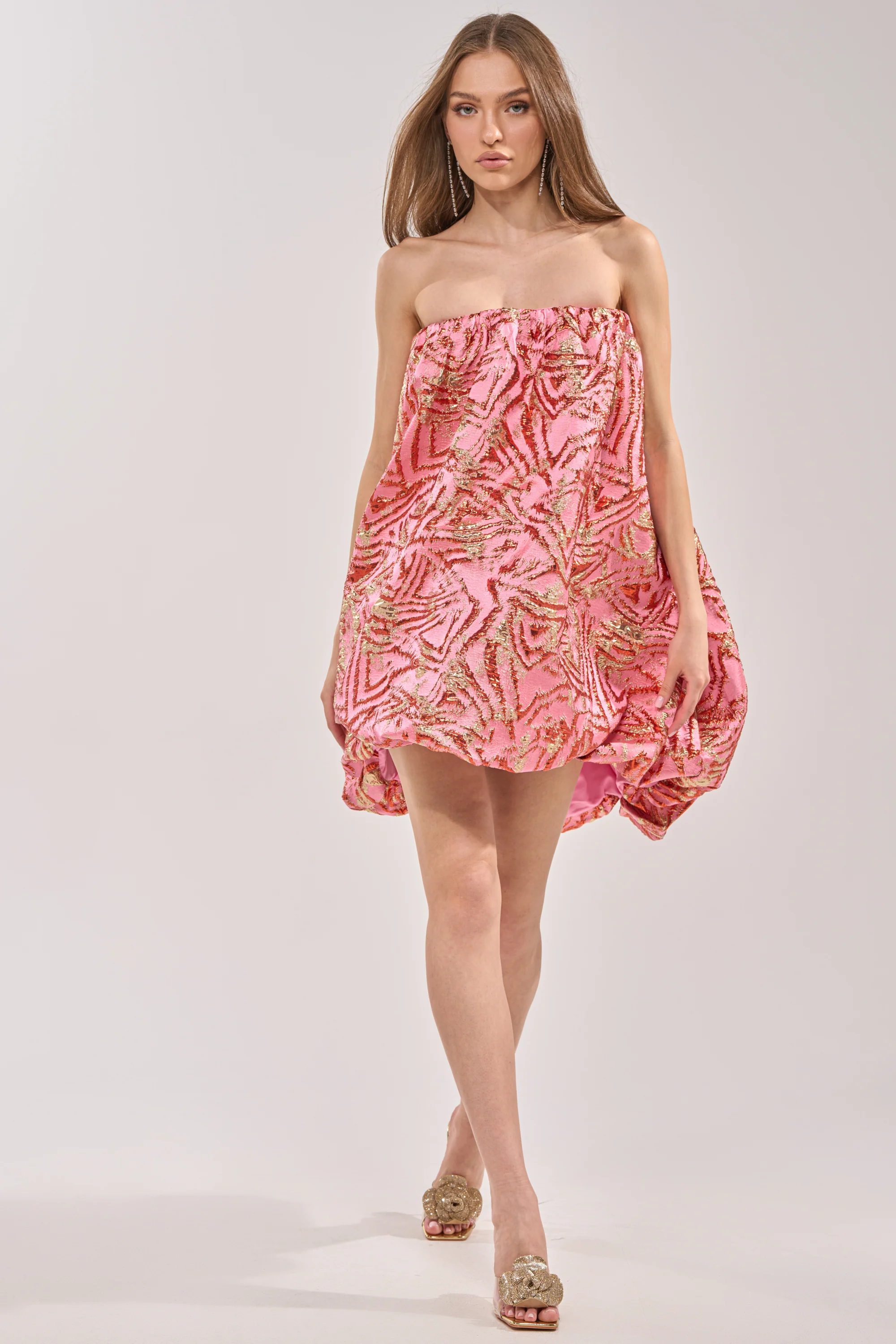 LOVER GIRL BROCADE BUBBLE DRESS IN PINK - Image 7