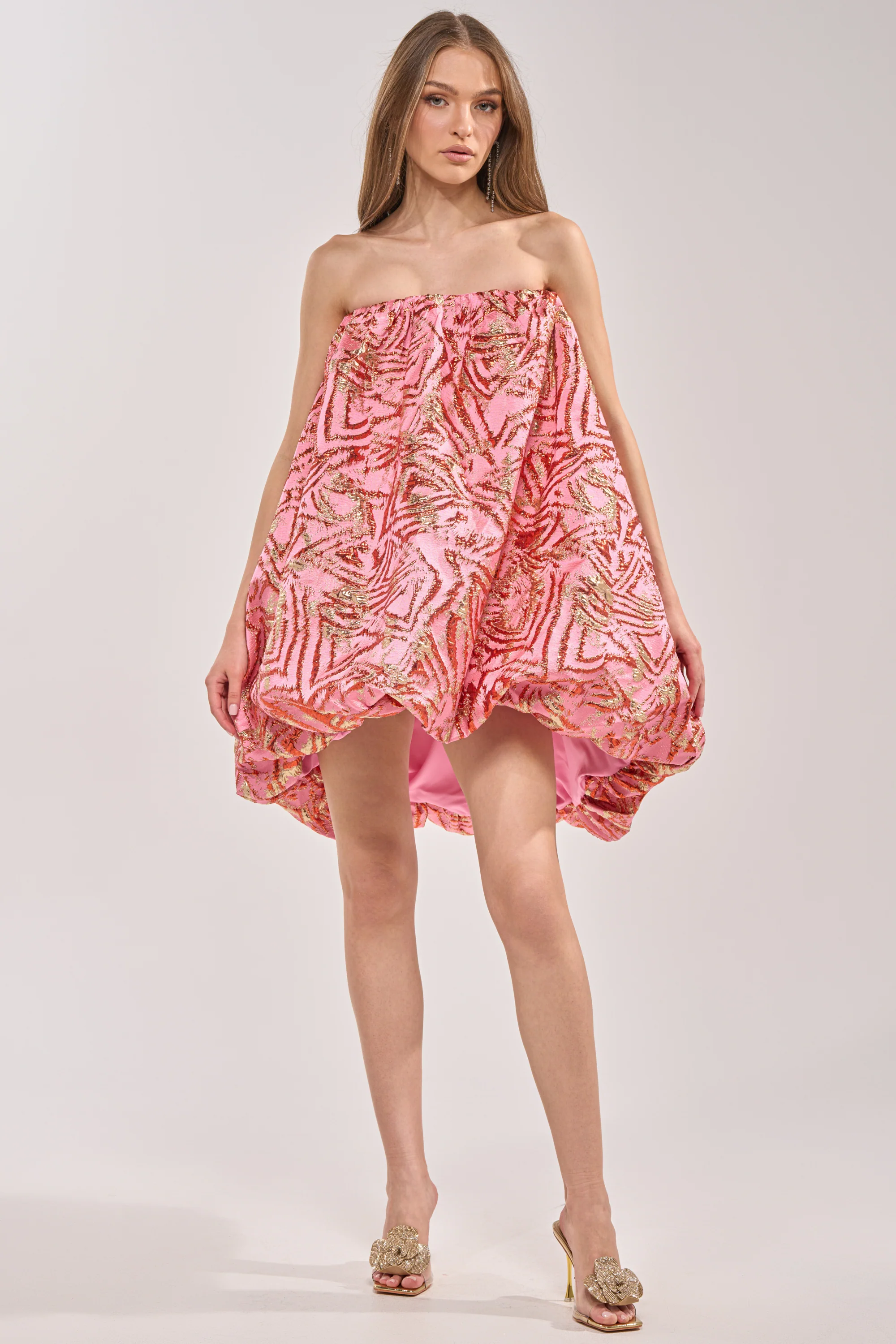 LOVER GIRL BROCADE BUBBLE DRESS IN PINK - Image 8