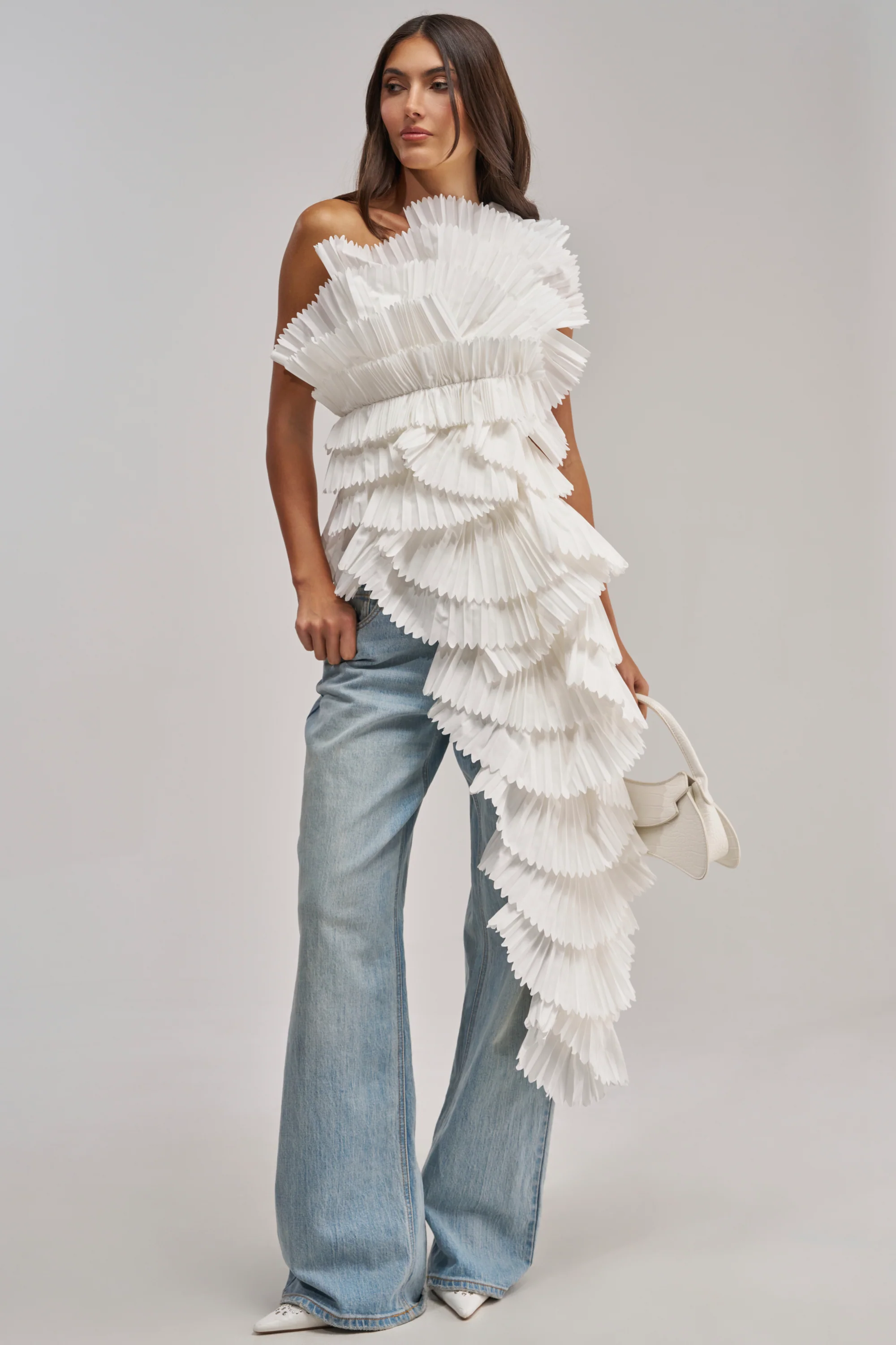 LUXURIOUS ASYMMETRICAL TOP IN WHITE - Image 2