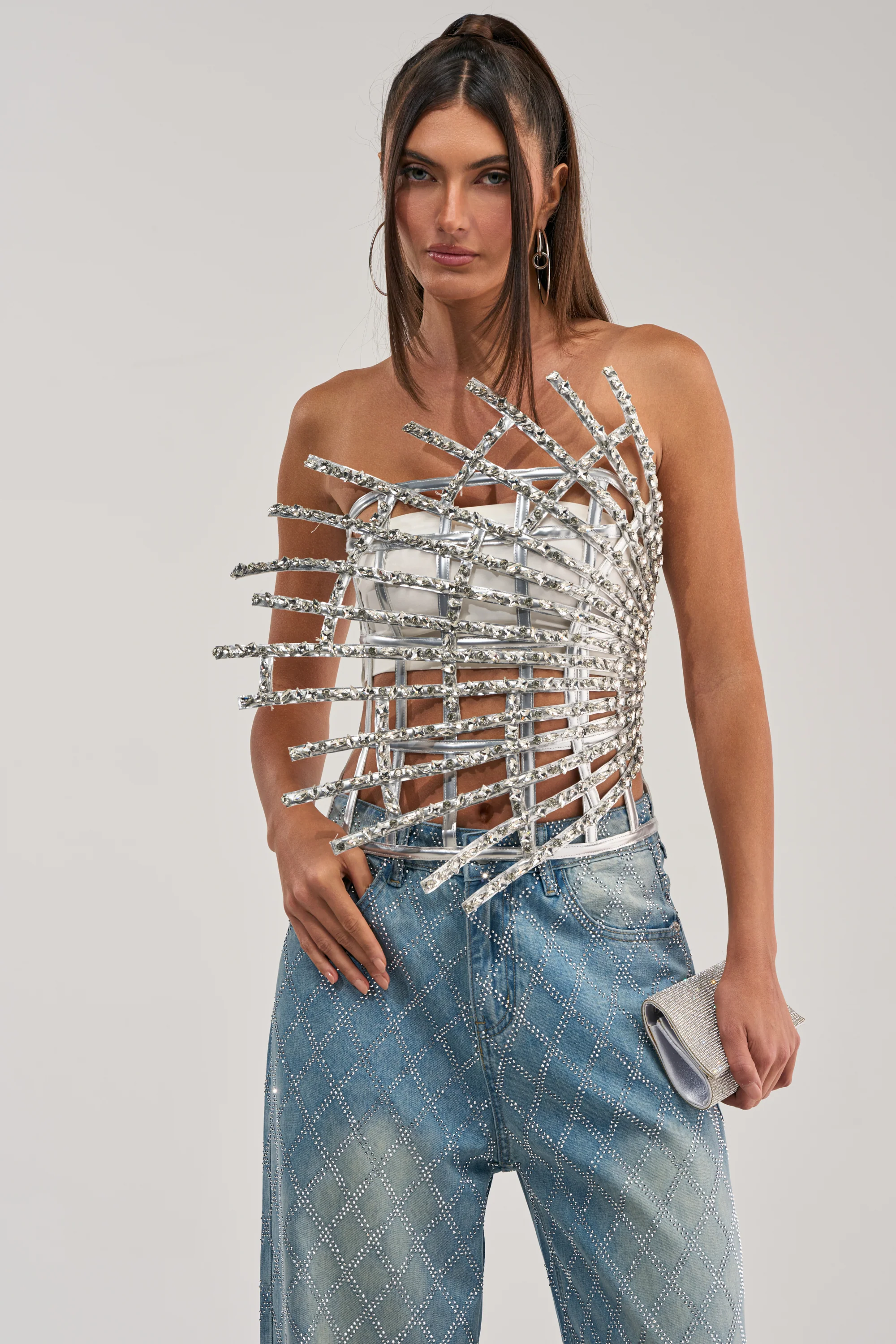 MADE YA LOOK RHINESTONE CAGE CORSET - Image 3