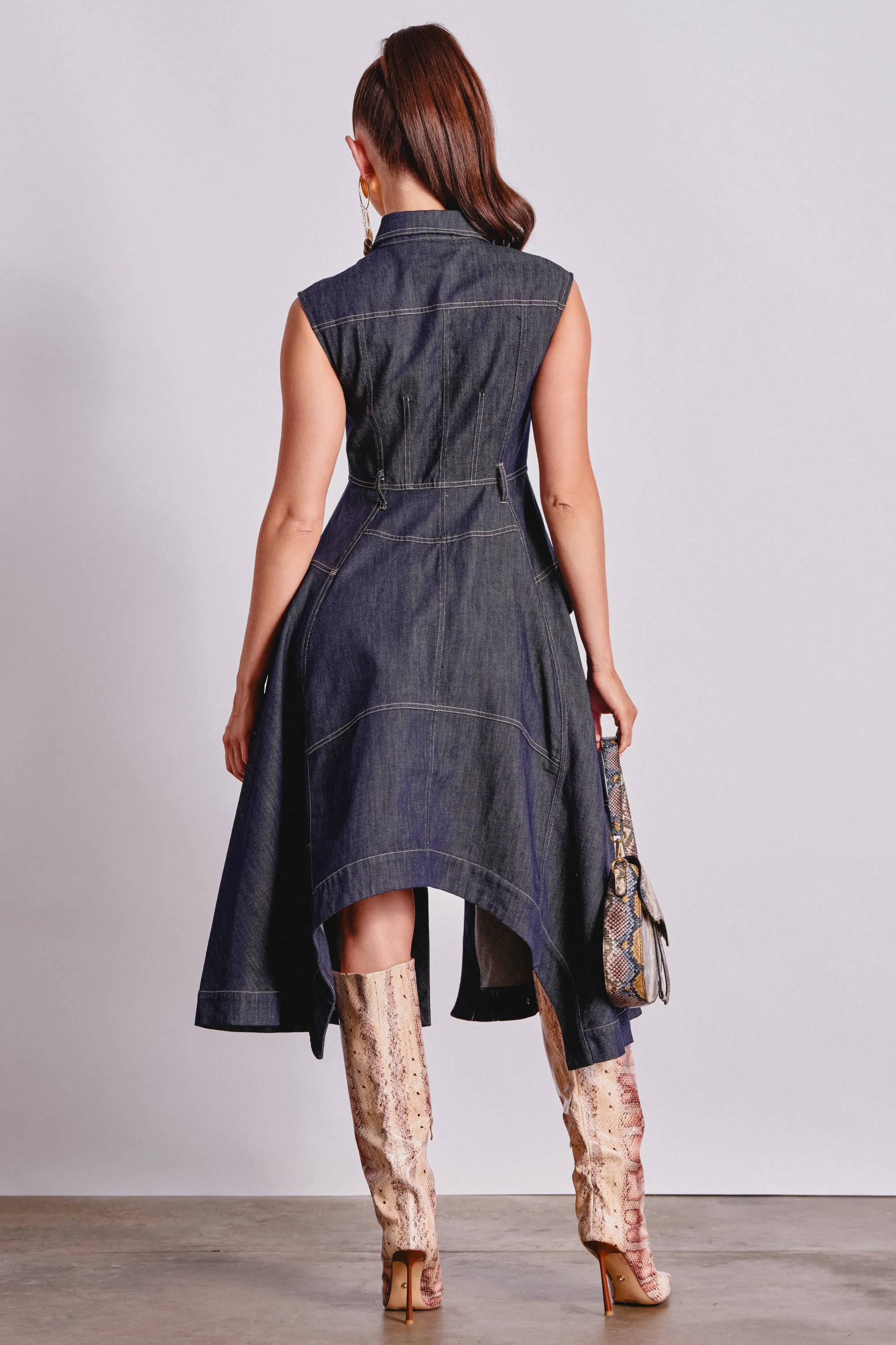 MADELINE BUTTON UP DENIM MIDI DRESS - Image 5