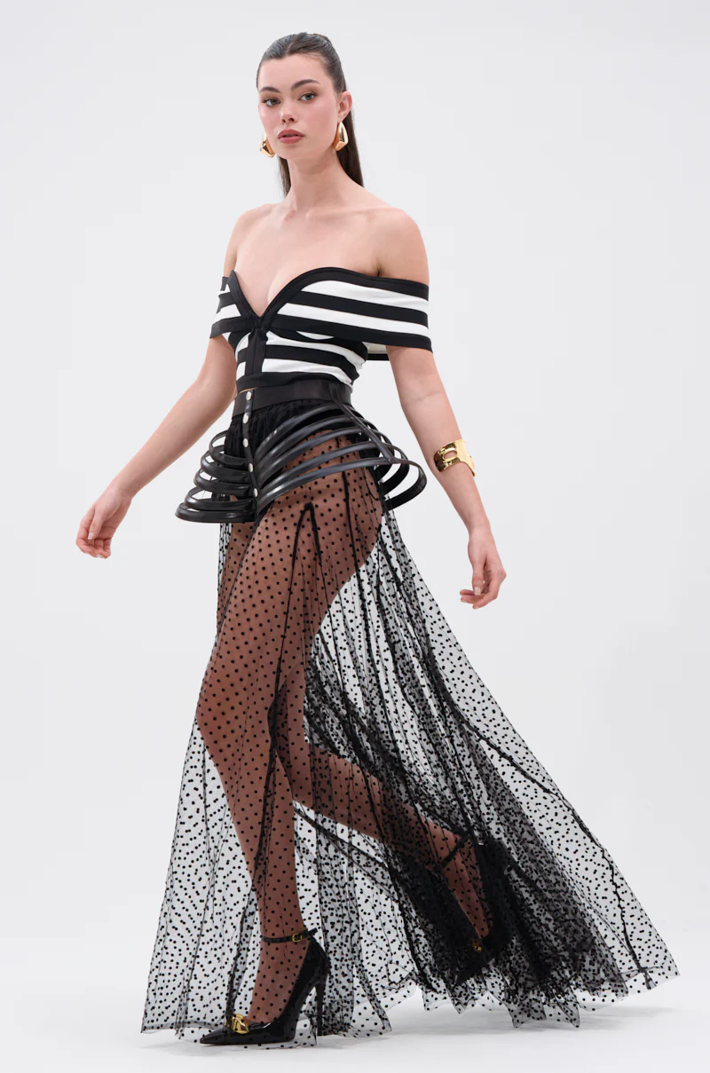 MARA SHEER POLKA DOT MAXI SKIRT - Image 3