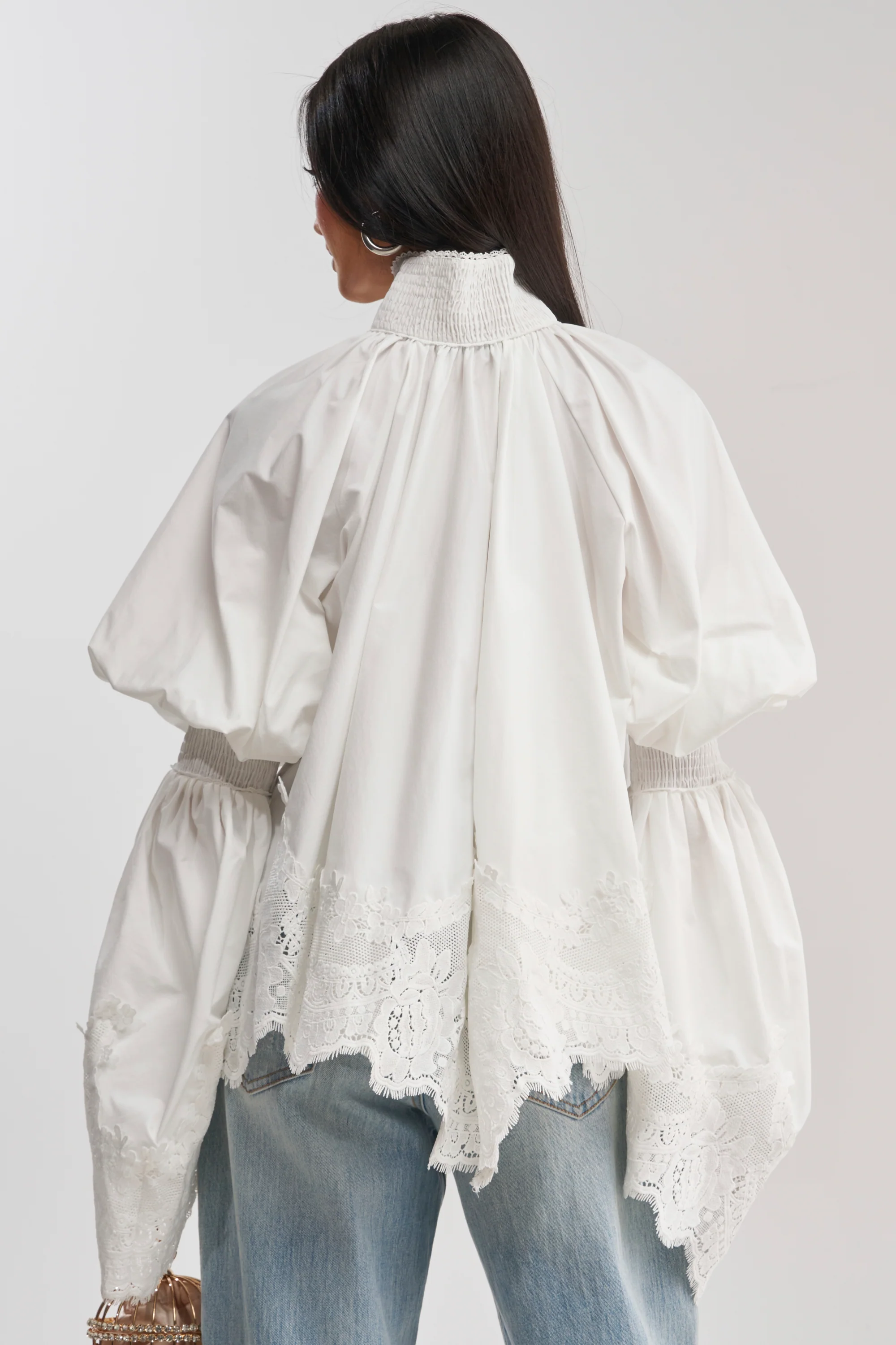 MARIA LACE TRIM POPLIN BLOUSE - Image 4