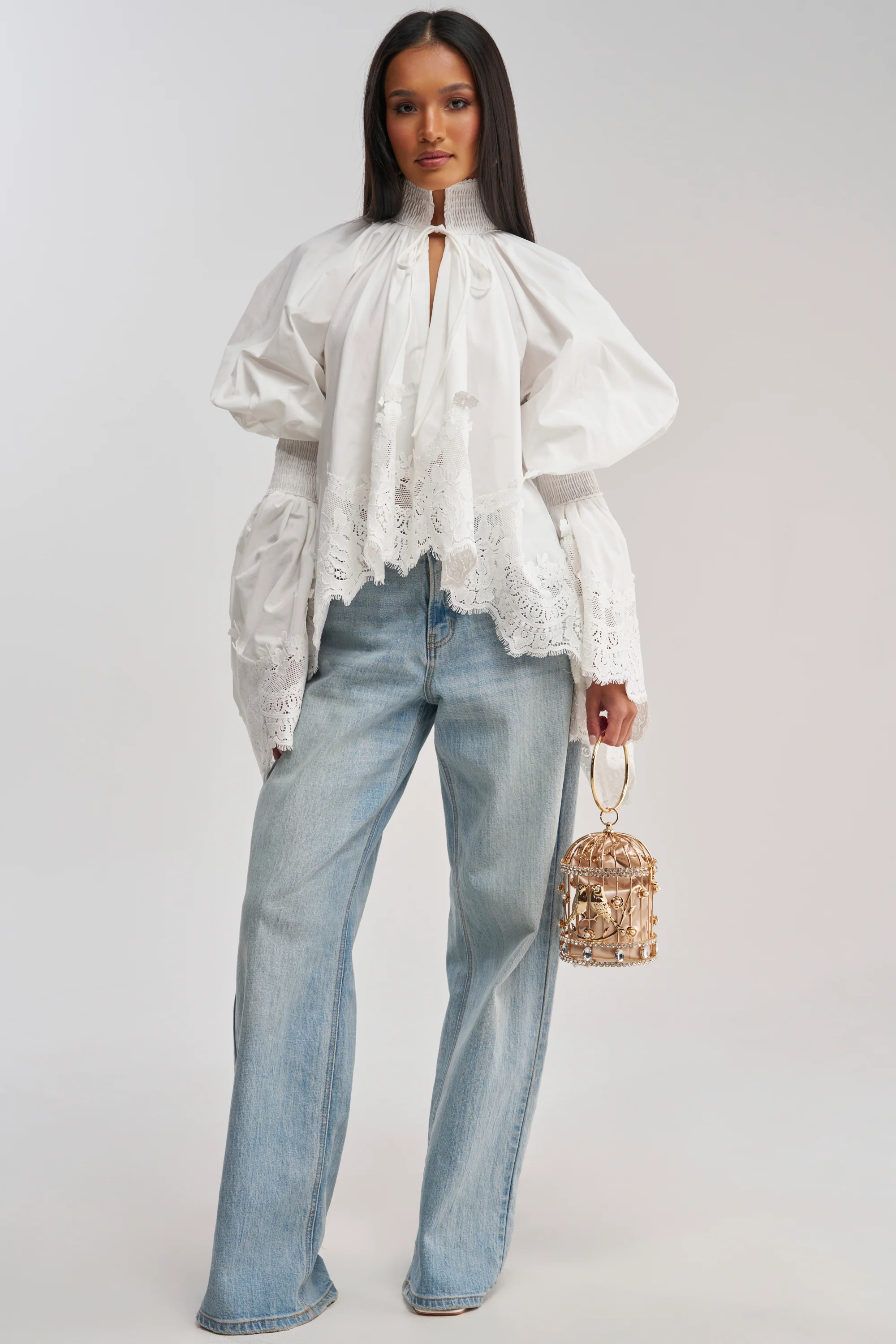 MARIA LACE TRIM POPLIN BLOUSE - Image 6