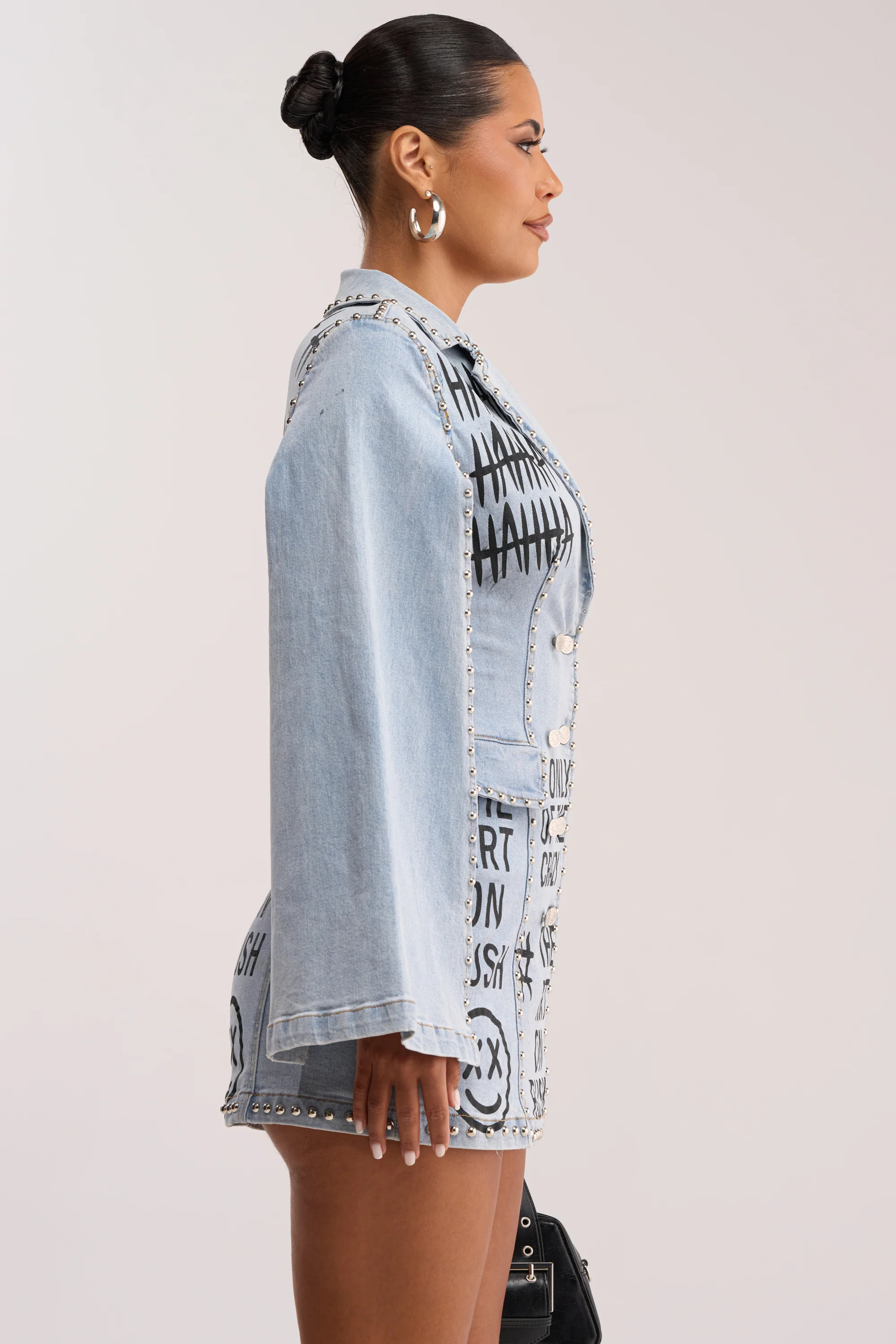 MARK MY WORDS GRAPHIC STUDDED CAPE DRESS - Image 5