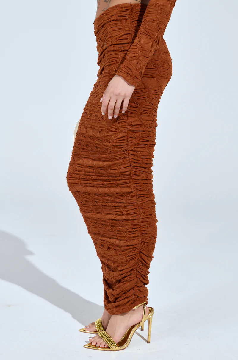 MAYBE NEXT TIME RUCHED MAXI SKIRT IN BROWN - Image 4