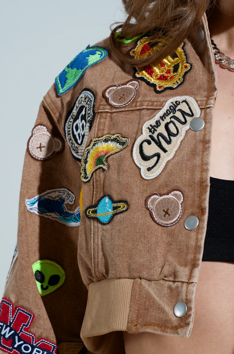 MEENA CROPPED PATCH DENIM JACKET - Image 10