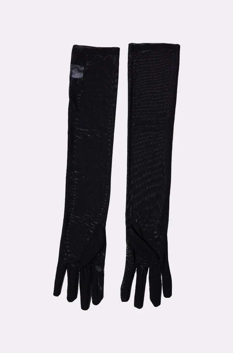MESH LONG EVENING GLOVE IN BLACK - Image 9