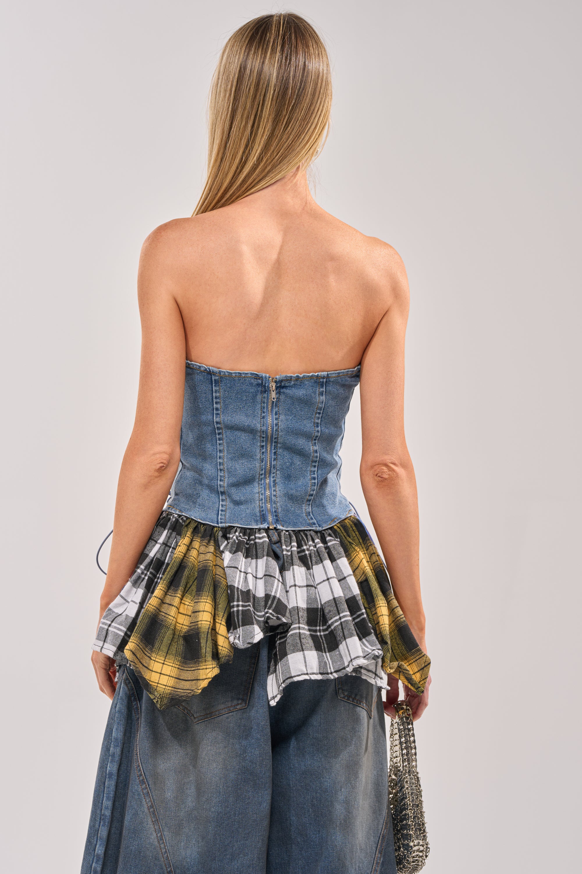 MESS WITH ME PLAID DENIM CORSET - Image 4