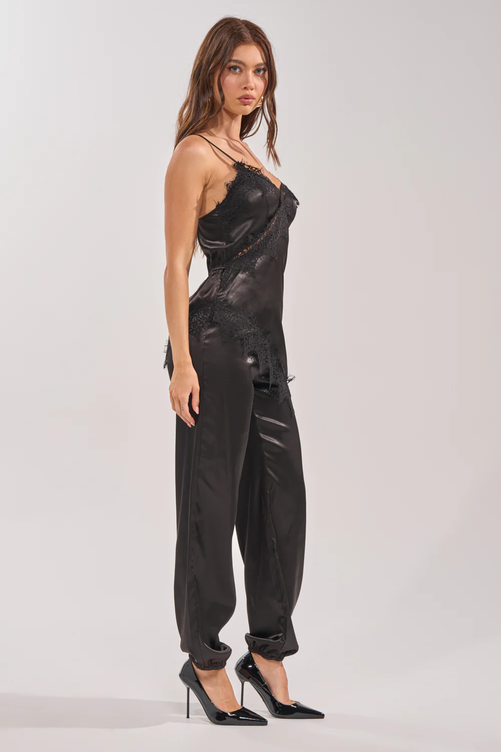 MIDNIGHT MUSE LACE SATIN JUMPSUIT - Image 4