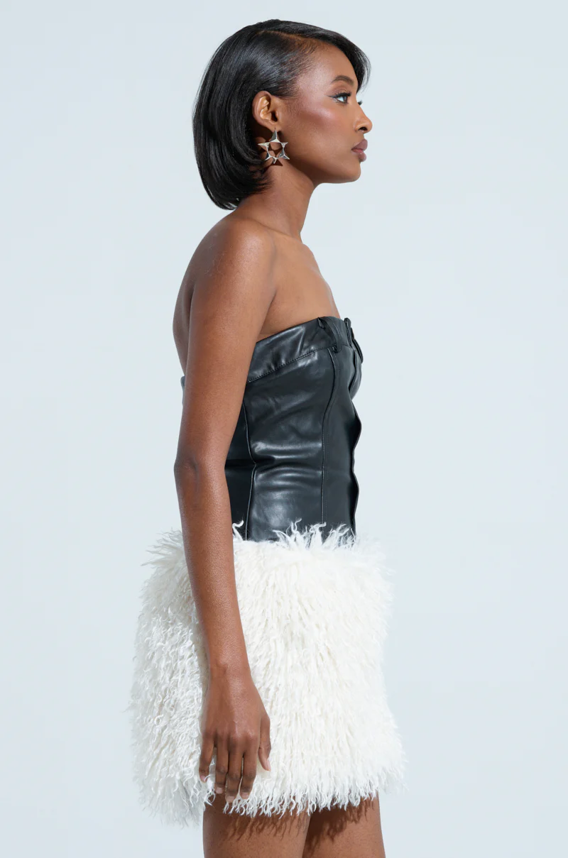 MIGHT DELETE LATER PU FUR MINI DRESS - Image 4