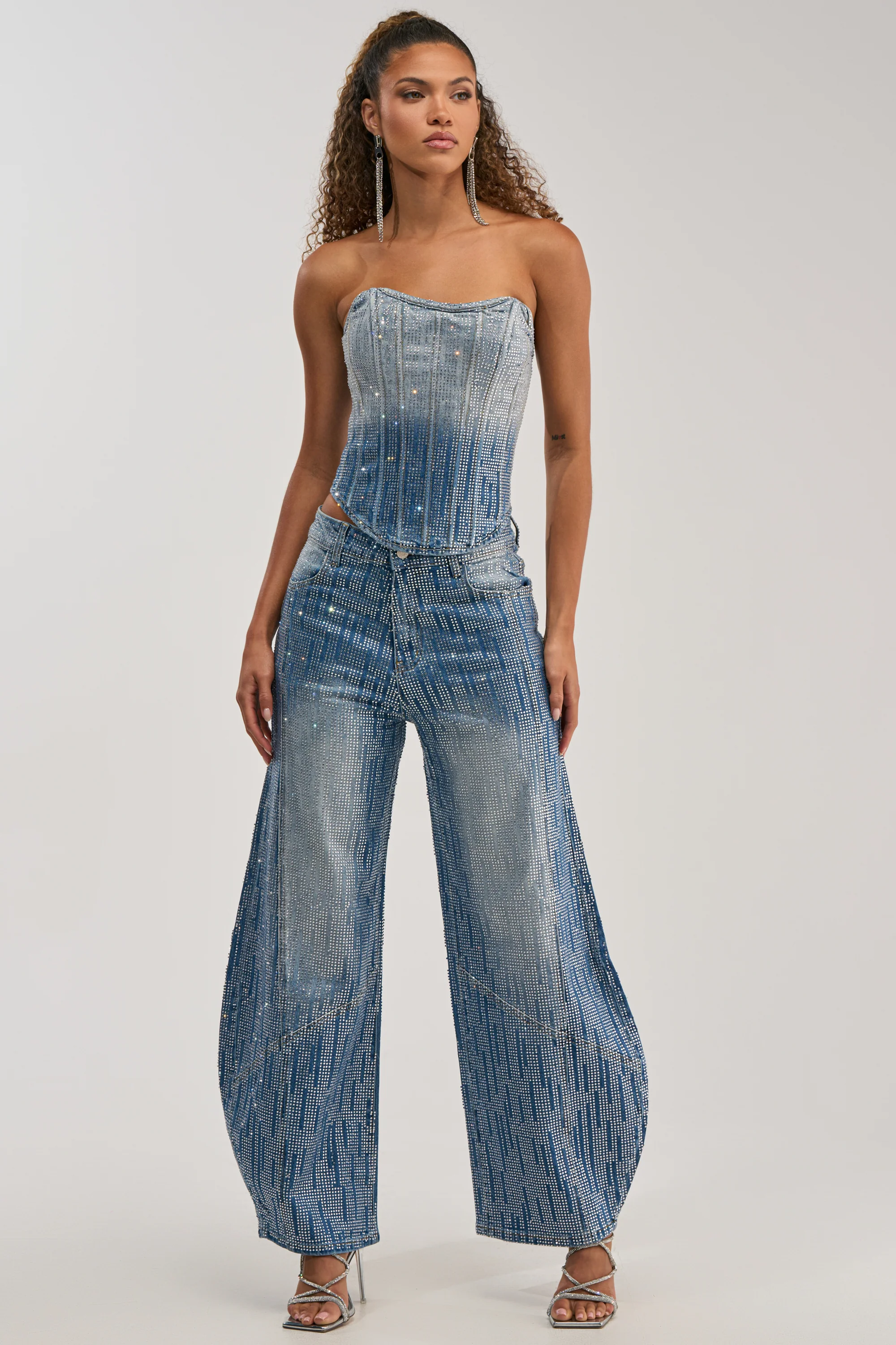 MIND SPINNING EMBELLISHED DENIM CORSET - Image 5