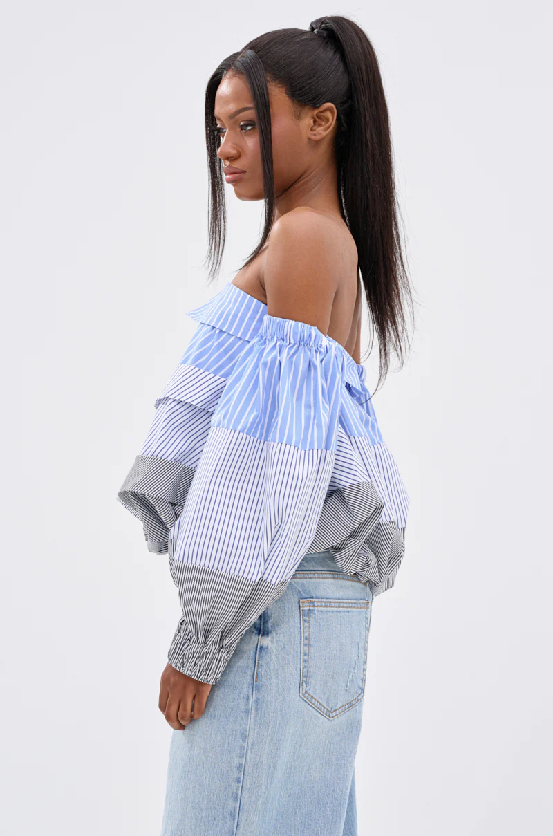 MIXED EMOTIONS STRIPE POPLIN BLOUSE - Image 4