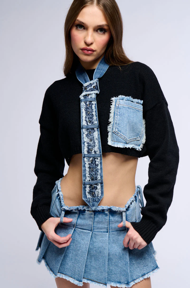 MIXED MEDIA DENIM TIE - Image 2