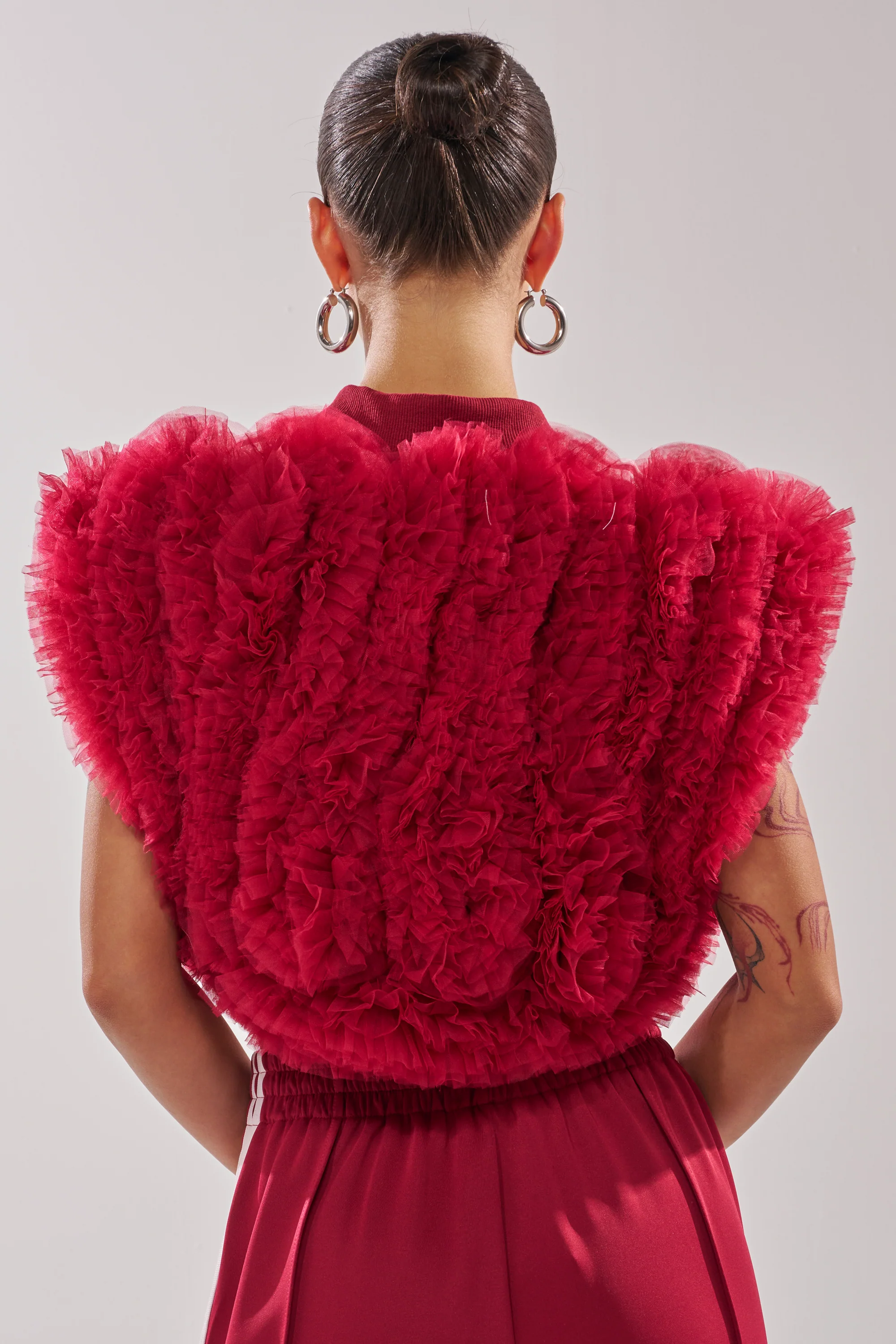 MODERN JAM SWEATSHIRT WITH TULLE IN BURGUNDY - Image 4