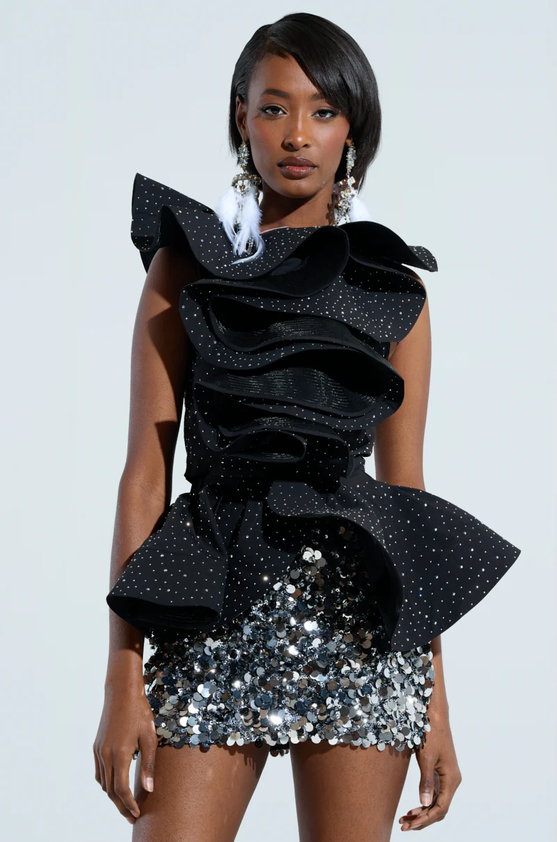 MS FASHIONISTA SLEEVELESS RHINESTONE BLOUSE - Image 2