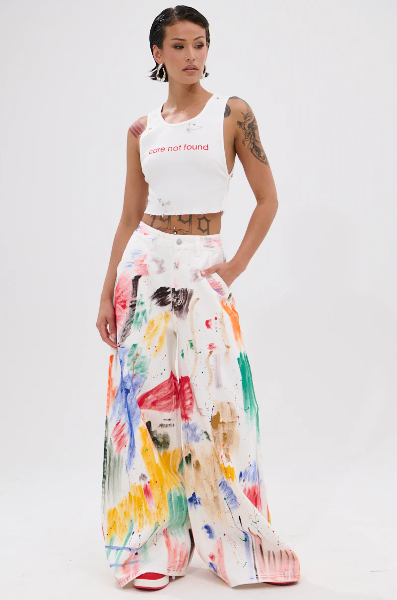 NEVER CARED DISTRESSED CROPPED TANK TOP - Image 4
