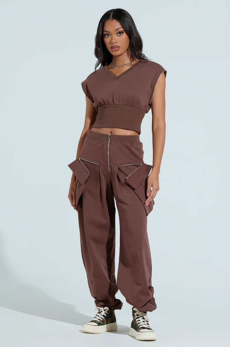 NIA ZIP OFF POCKET WIDE LEG SWEATPANT - Image 7