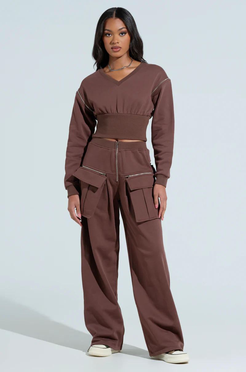 NIA ZIP OFF POCKET WIDE LEG SWEATPANT - Image 8