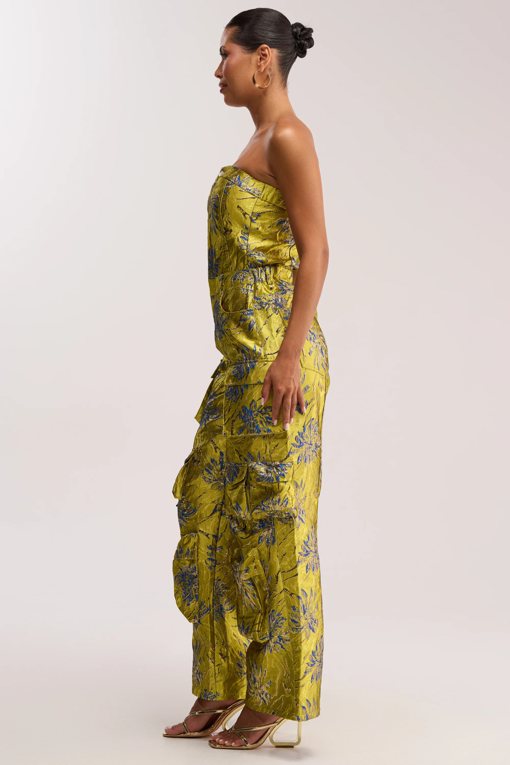 NIKKI BROCADE JUMPSUIT IN GREEN - Image 5