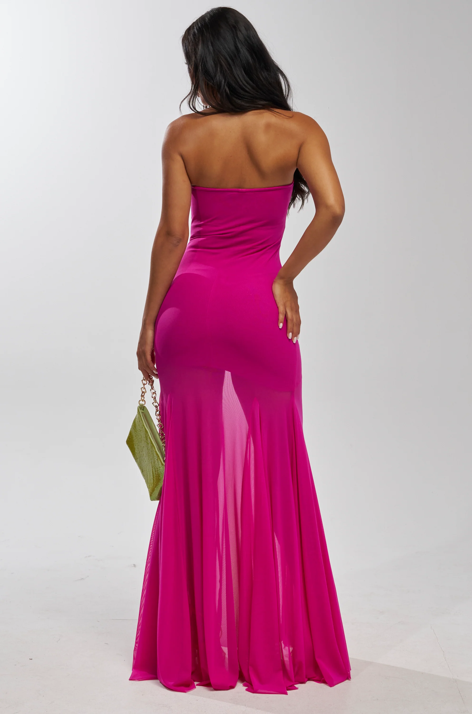 NO APOLOGIES STRAPLESS BANDAGE MAXI IN PINK - Image 4