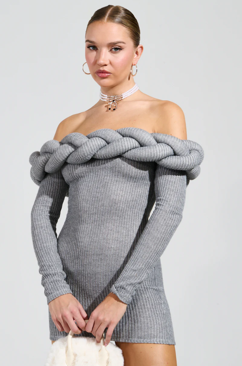 NOT IN THE MOOD KNIT BRAIDED MINI DRESS - Image 2