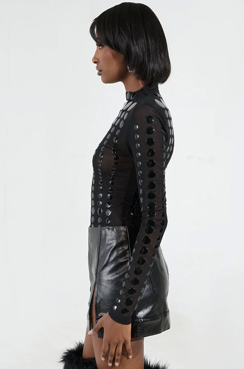 NOT MY FAULT LONG SLEEVE MESH BODYSUIT - Image 4
