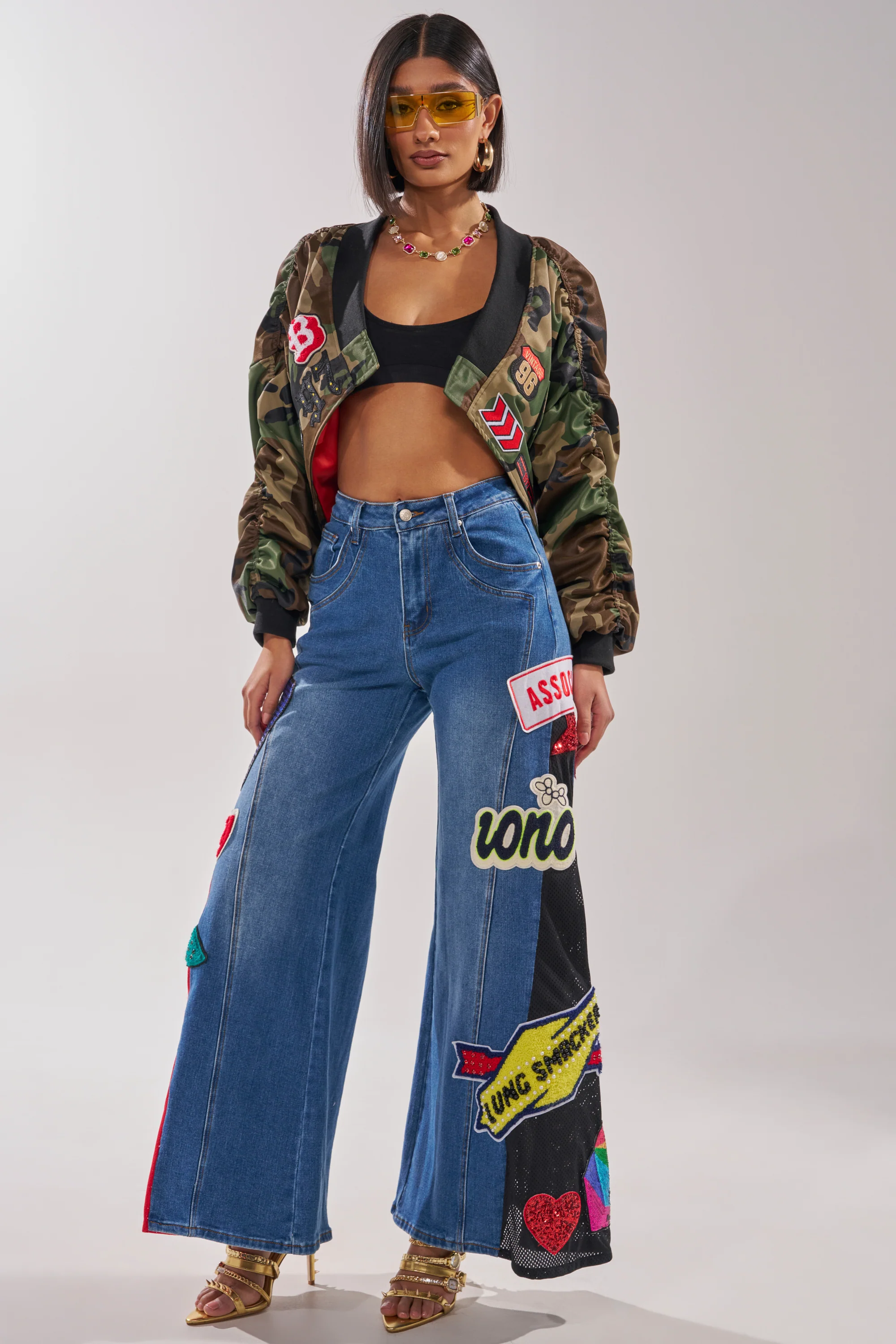 NOT SORRY PATCHWORK DENIM JEANS - Image 7