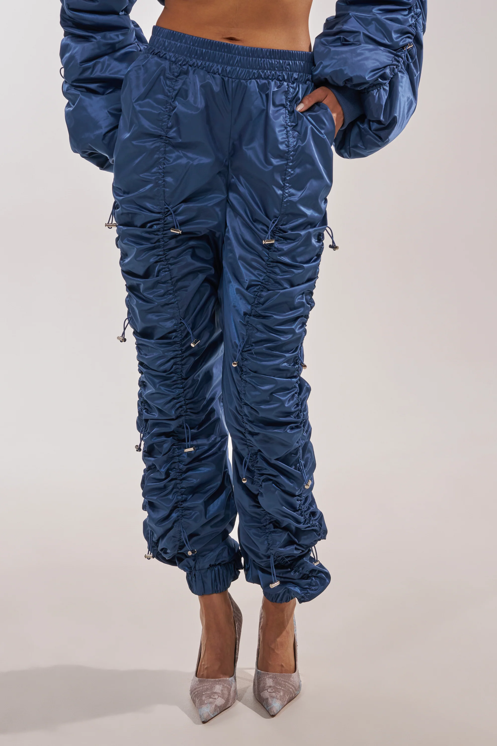 NOT TIME FOR GAMES RUCHED JOGGER IN NAVY - Image 2