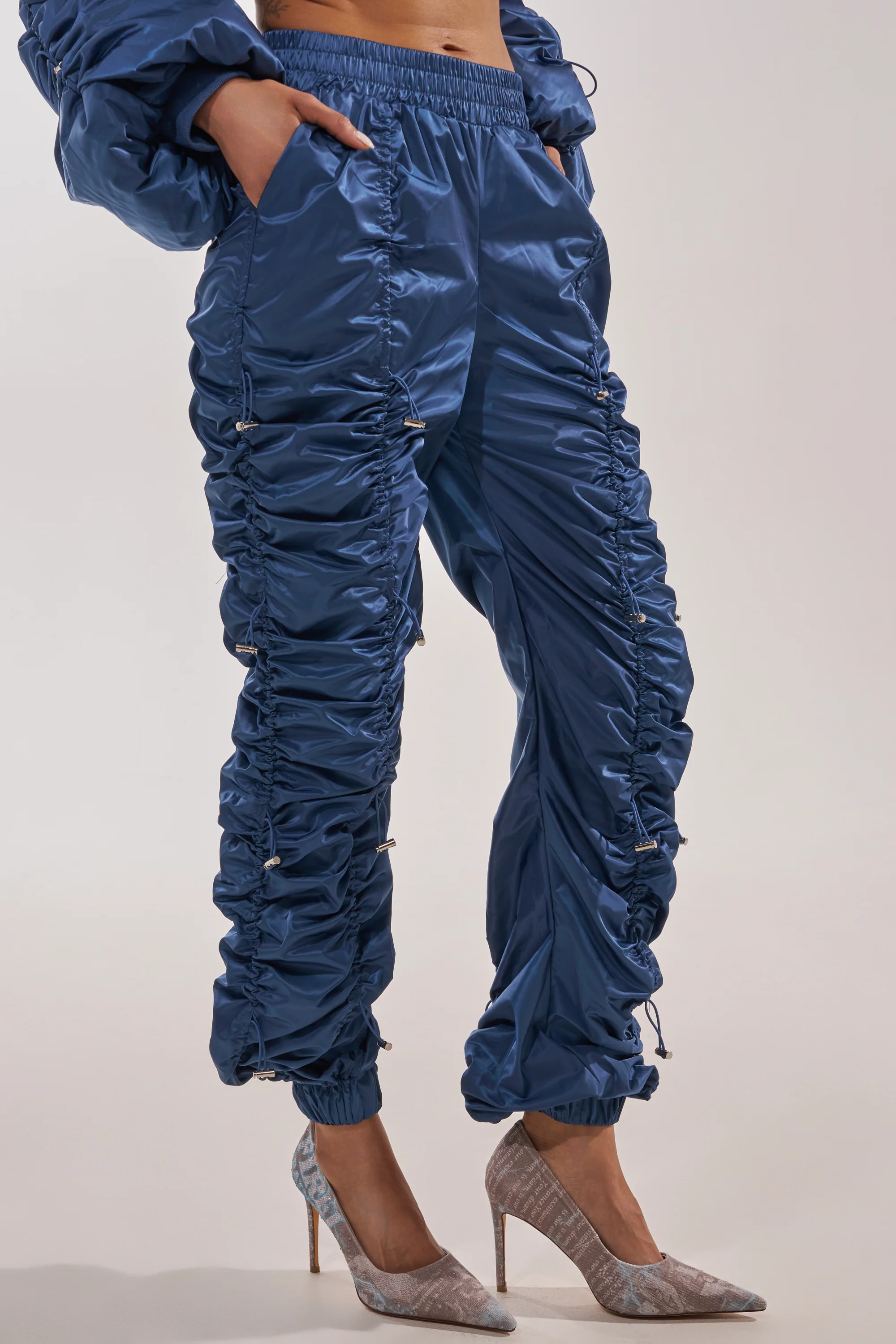 NOT TIME FOR GAMES RUCHED JOGGER IN NAVY - Image 3