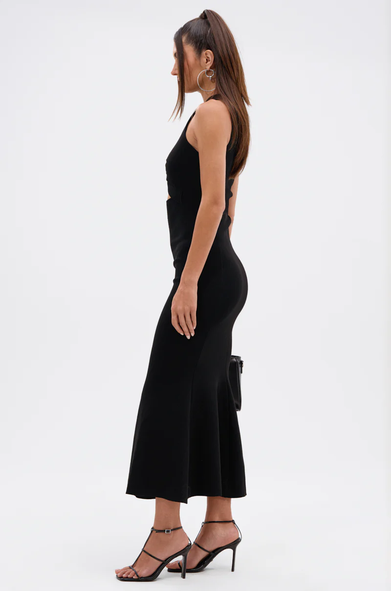 NOT TOO CASUAL KNIT MAXI DRESS IN BLACK - Image 3