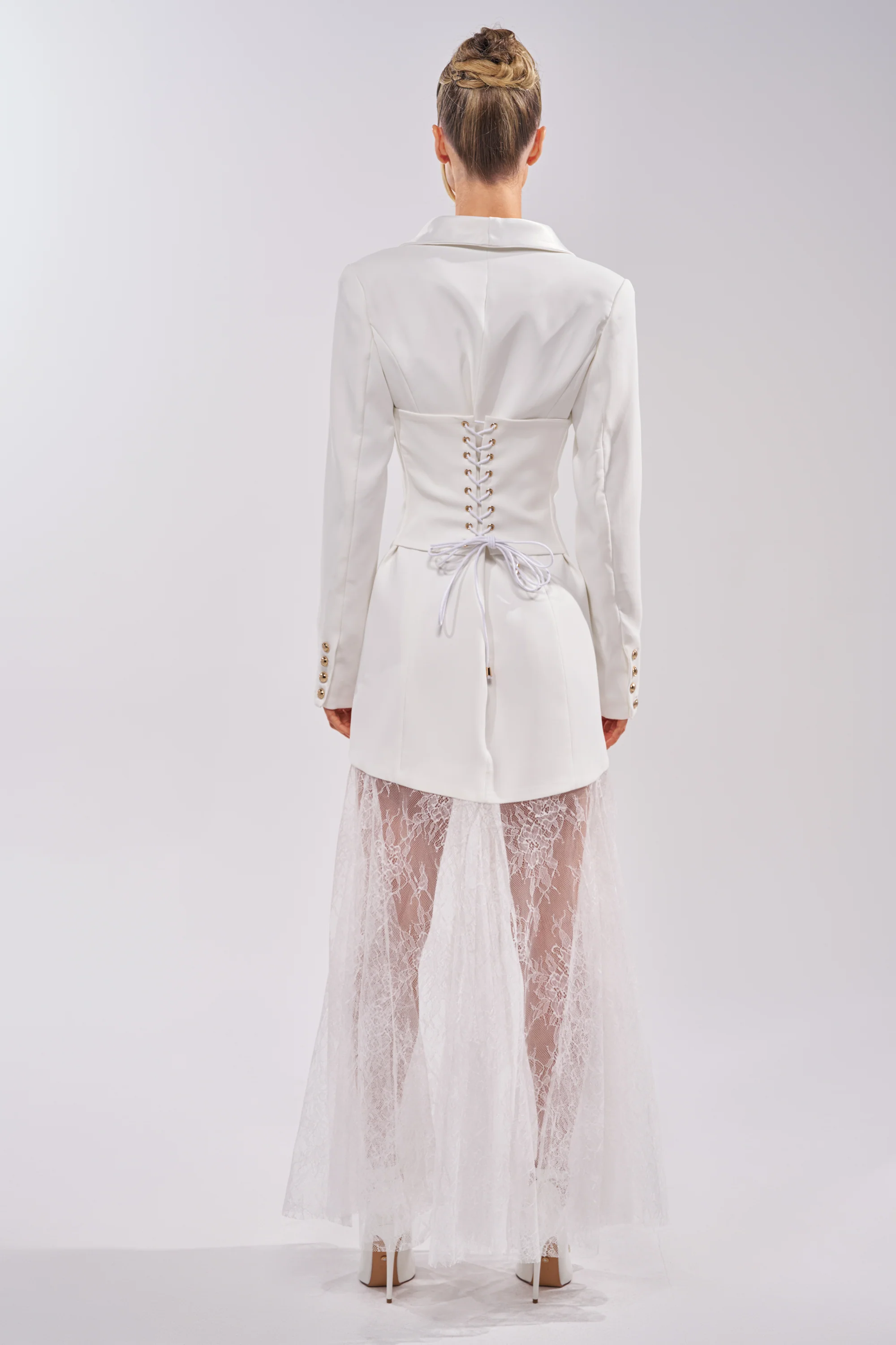 OK BOSS LADY BLAZER MAXI DRESS IN WHITE - Image 3