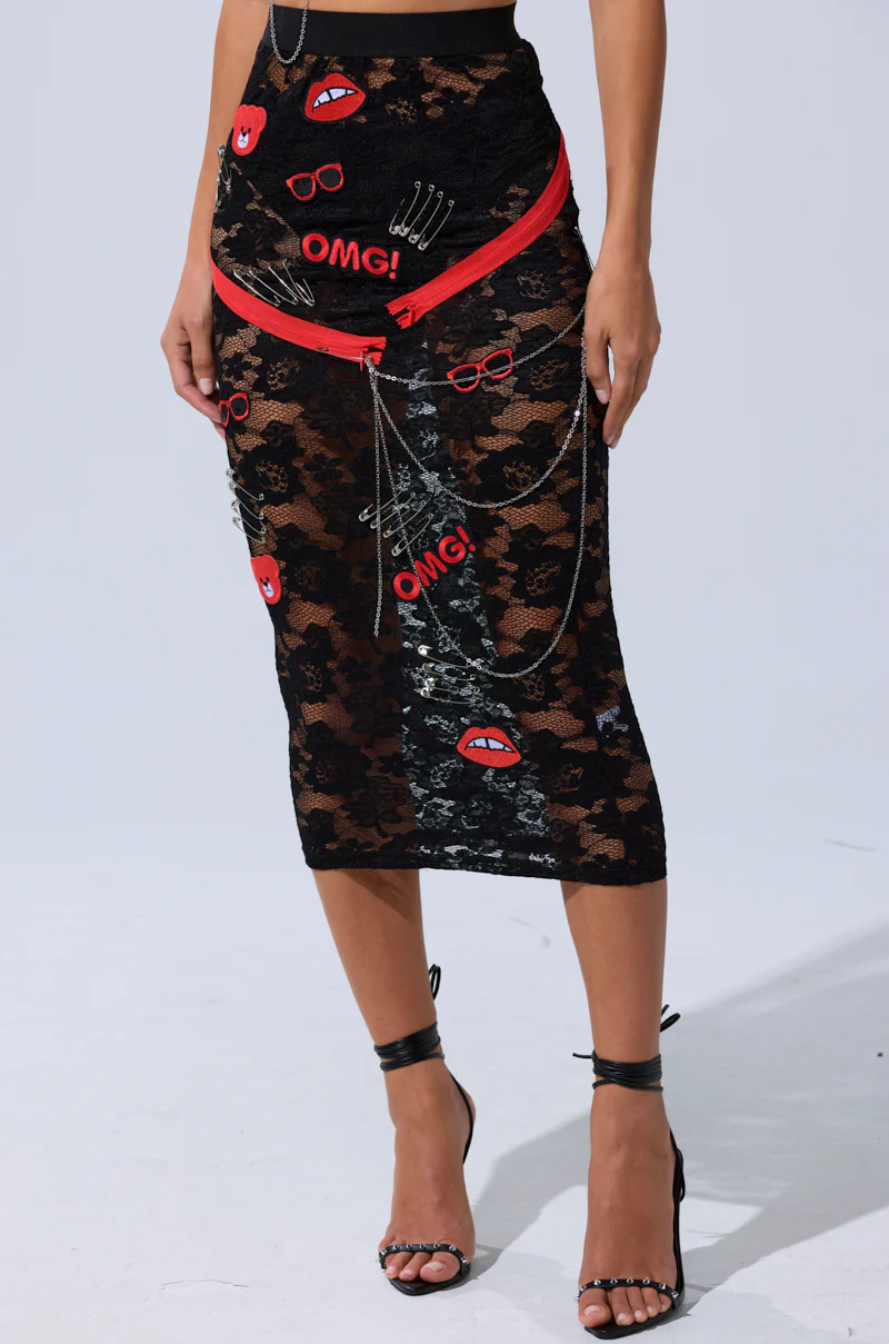 OMG LACE MAXI SKIRT WITH EMBELLISHMENTS - Image 2