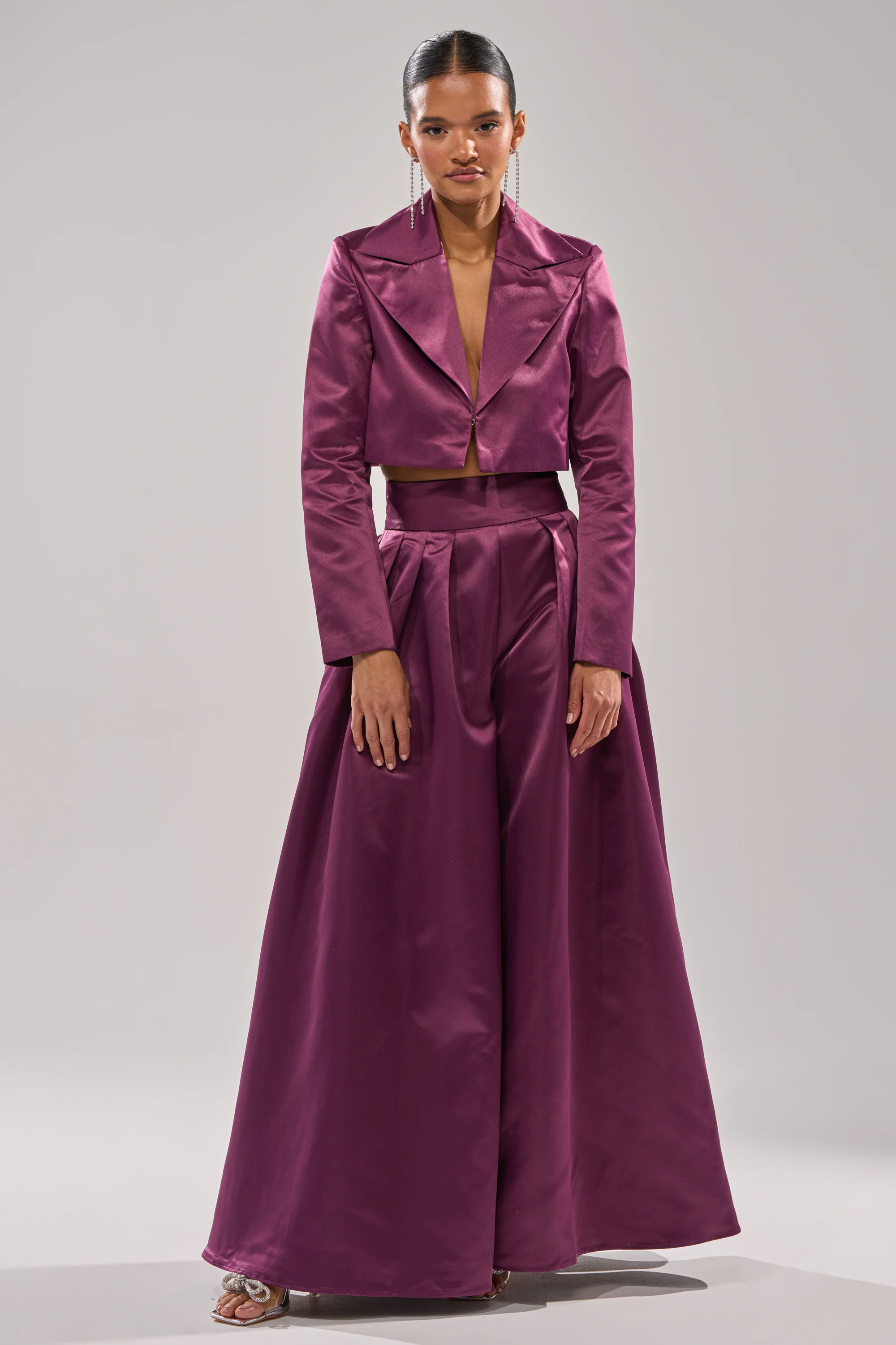 ON AND ON CROPPED SATIN BLAZER - Image 6