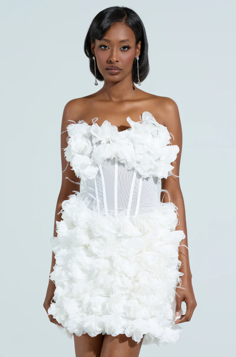 ON BROADWAY FEATHER AND FLOWER MINI DRESS - Image 2