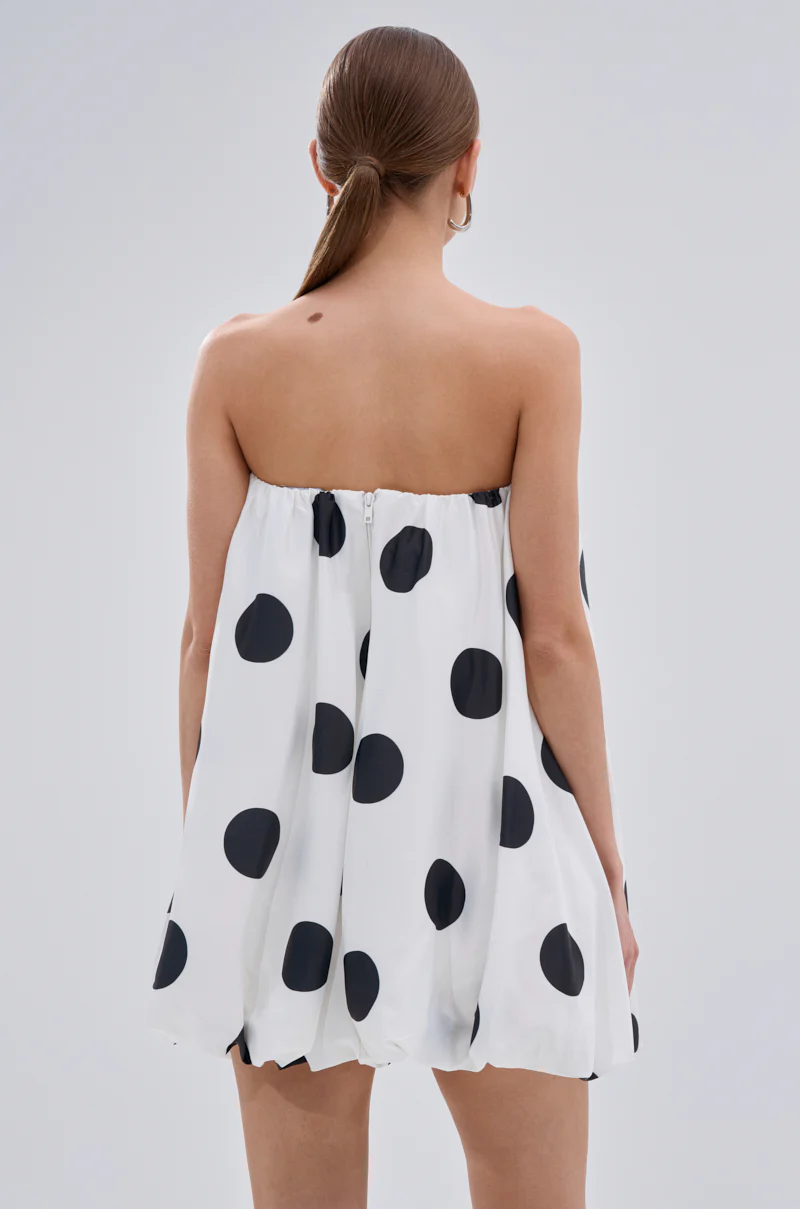 ON THE DOT SATIN BUBBLE MINI DRESS - Image 4