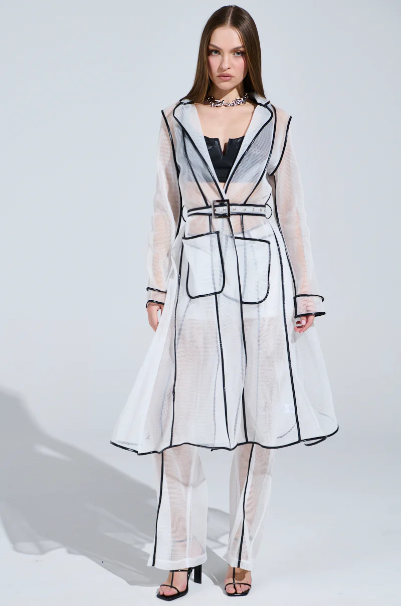 ONE TO WATCH MESH TRENCH IN WHITE - Image 4