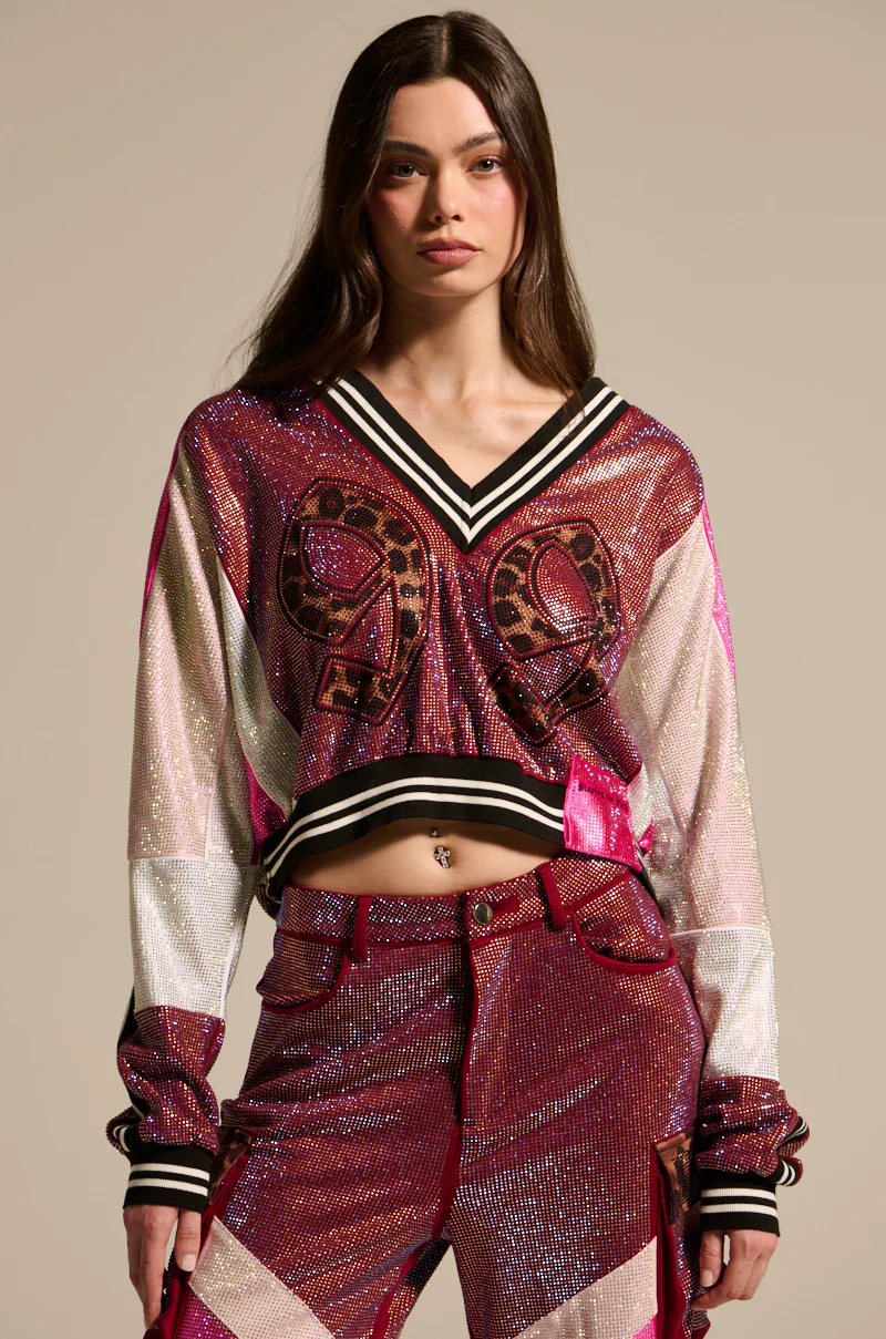 ONLY THE COOLEST RHINESTONE JERSEY SWEATSHIRT - Image 2