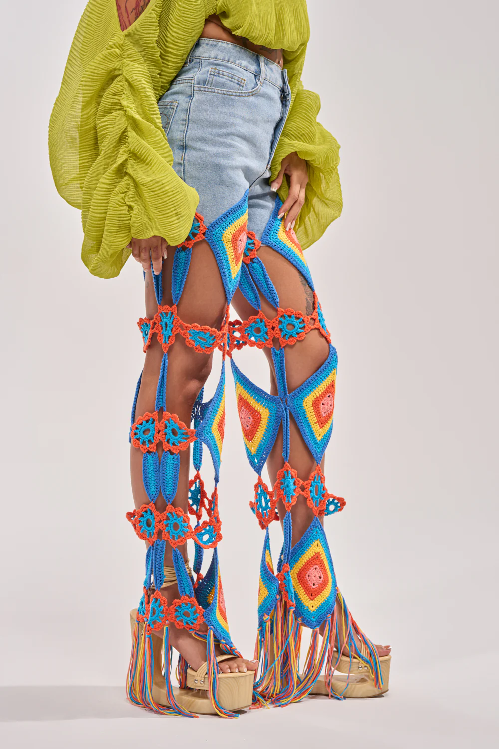 OUT OF OFFICE CROCHET DENIM JEANS - Image 3