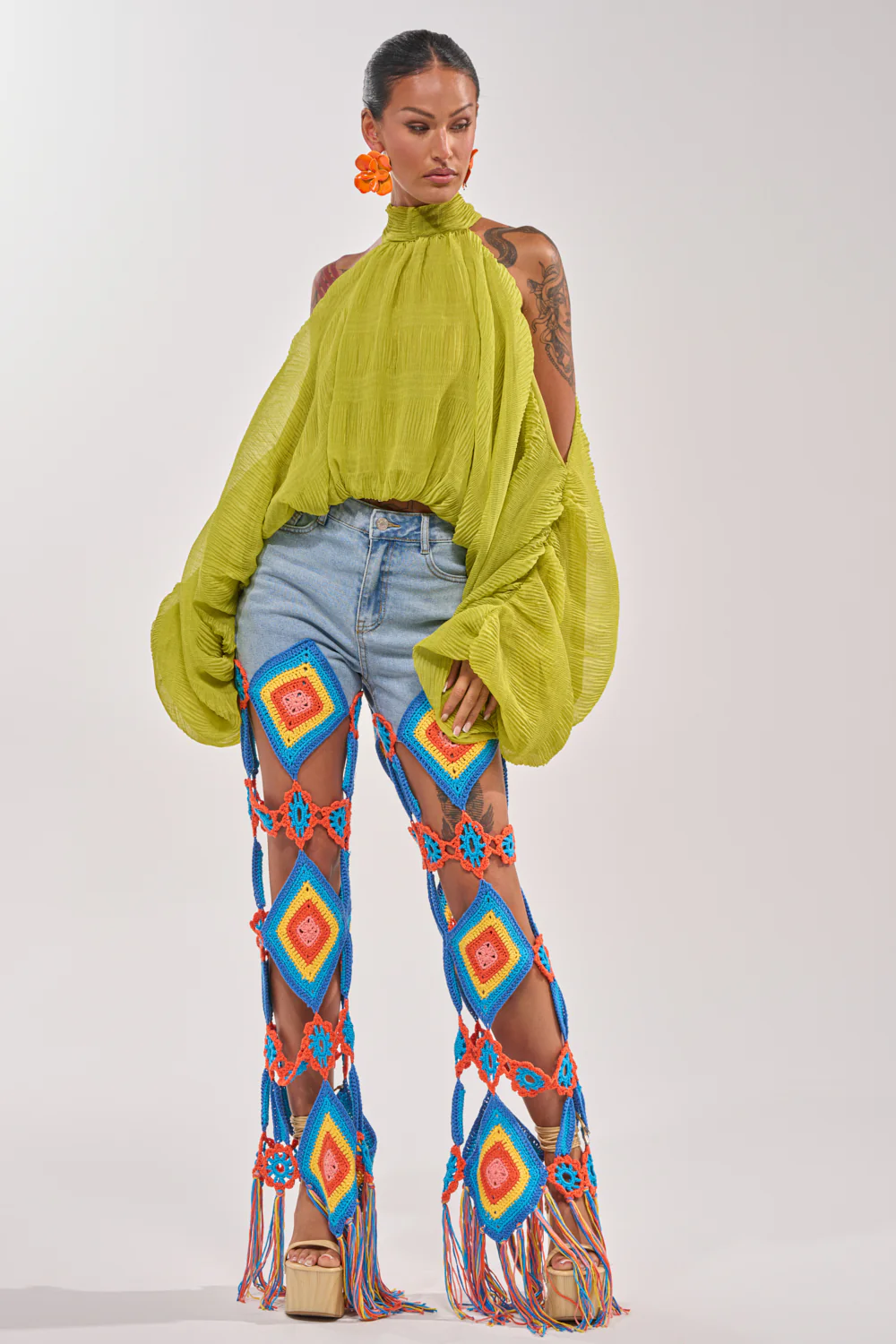 OUT OF OFFICE CROCHET DENIM JEANS - Image 5