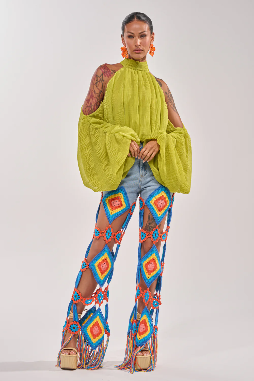 OUT OF OFFICE CROCHET DENIM JEANS - Image 7