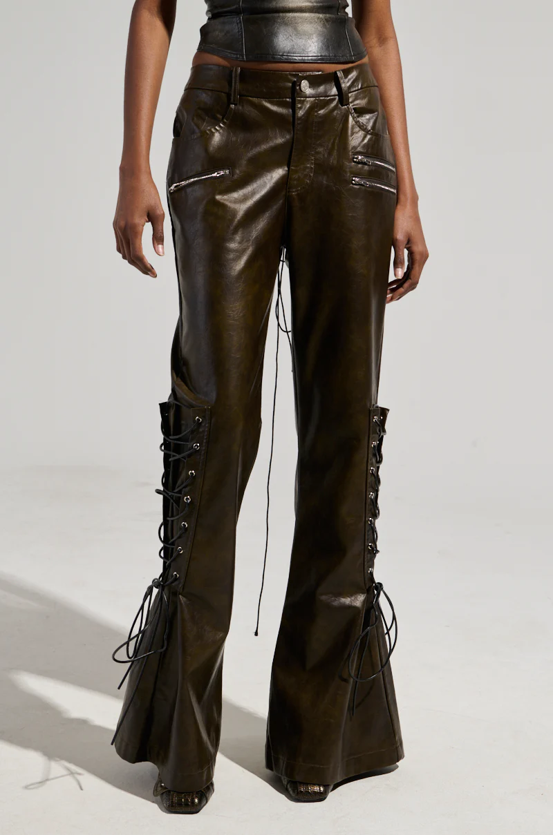 PAIGE FAUX LEATHER FLARE TROUSER - Image 3