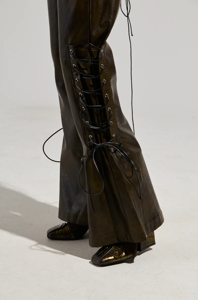 PAIGE FAUX LEATHER FLARE TROUSER - Image 7